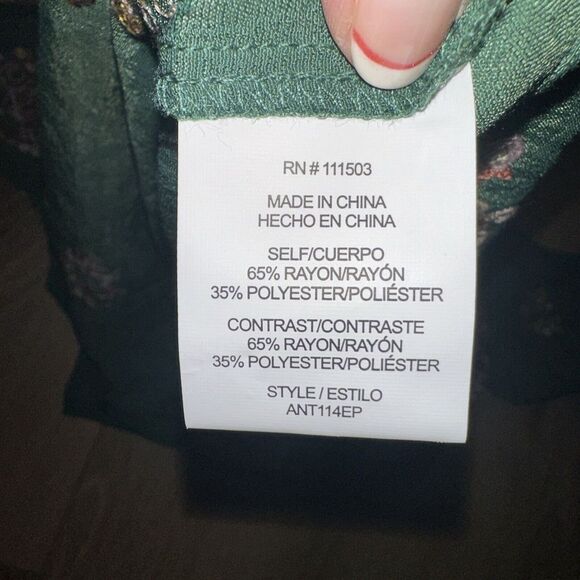 Figueroa‎ & Flowers Women's Rayon Blend Green Embroidered Blouse Small - Picture 6 of 8